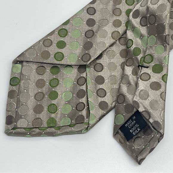 Calvin Klein Green and Brown Tie Polka Dot Pattern Career Office Necktie NWT - Picture 3 of 6